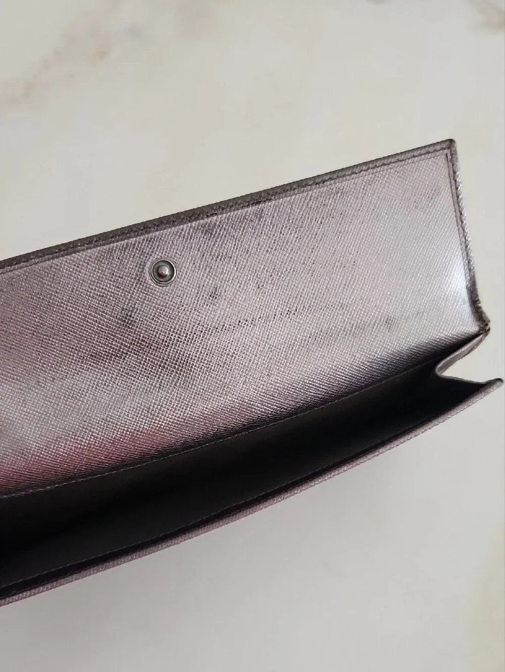 Prada Metallic Saffiano Leather Wallet..preloved.